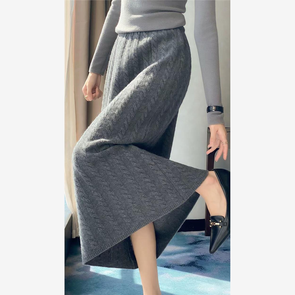 秋冬高腰针织羊毛立体麻