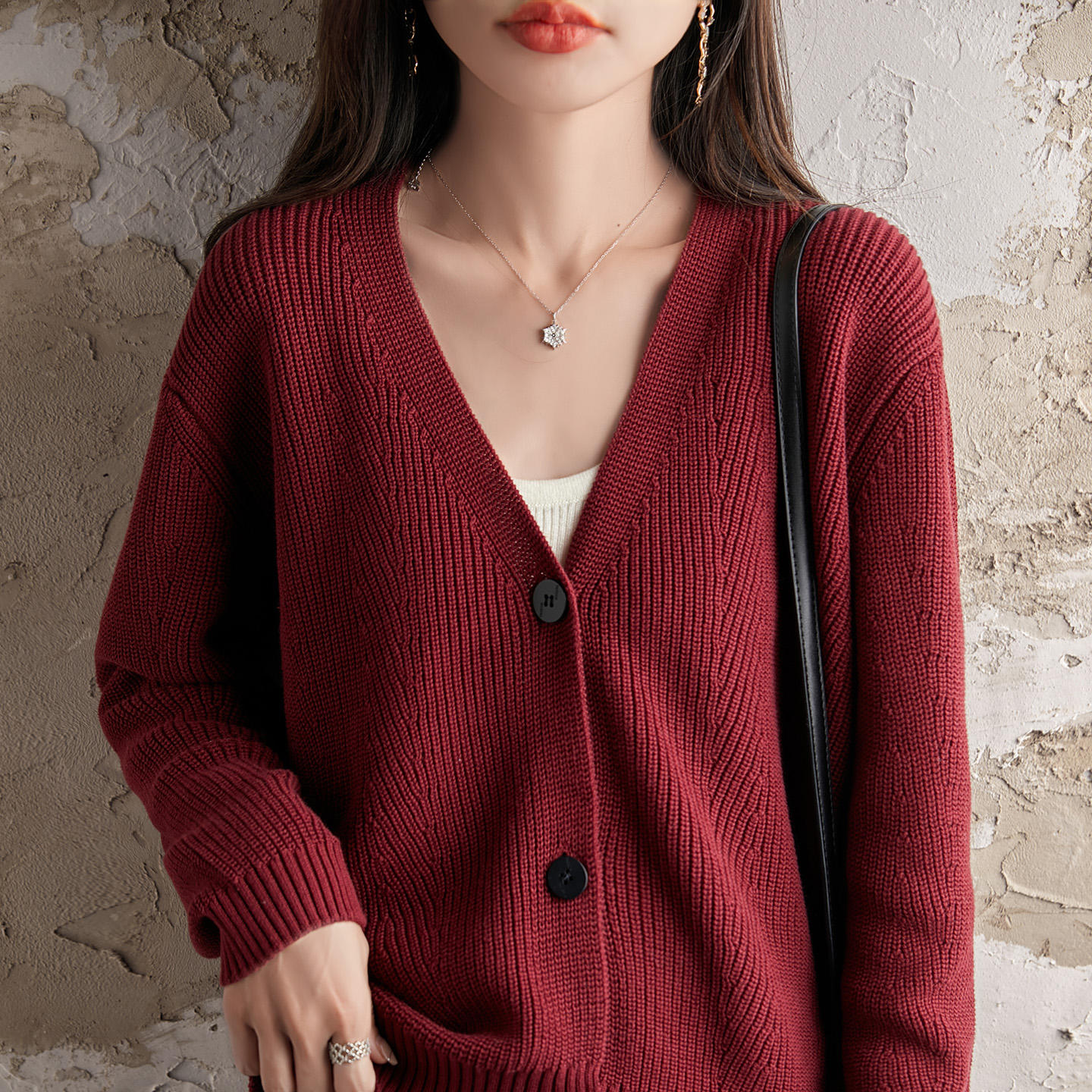 不起球100%纯棉线开衫女