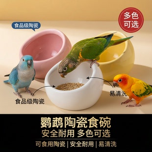 牡丹鹦鹉食碗陶瓷宠物食槽喝水饮水粮食碗防侧翻喂鸟器芦丁鸡食盒