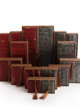 16LSH麻料书法手镯盒带流苏盒佛珠盒首饰盒手串包装盒可定LOGO