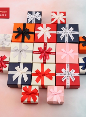 3SDH蝴蝶结丝带首饰包装盒礼品盒饰品收纳盒子多用天地盖纸盒