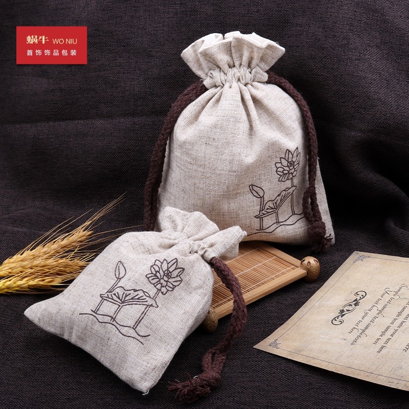 02HHD荷花亚麻布袋 DIY香囊袋首饰收纳手串锦囊束口抽绳抽拉袋,饰品/流行首饰/时尚饰品新,首饰袋,淘宝优惠券,粉丝福利购,淘宝优惠卷