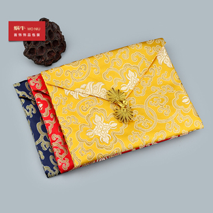 10JSD祥云盘扣经书袋布艺包经布法宝袋龙纹三角经书袋盘扣收纳佛