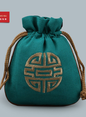 麻布银项链玛瑙首饰袋