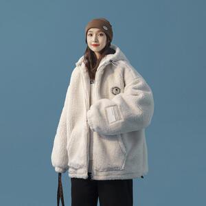 冬季情侣羊羔毛加厚连帽慵懒风棉服男女同款171C-P120图片