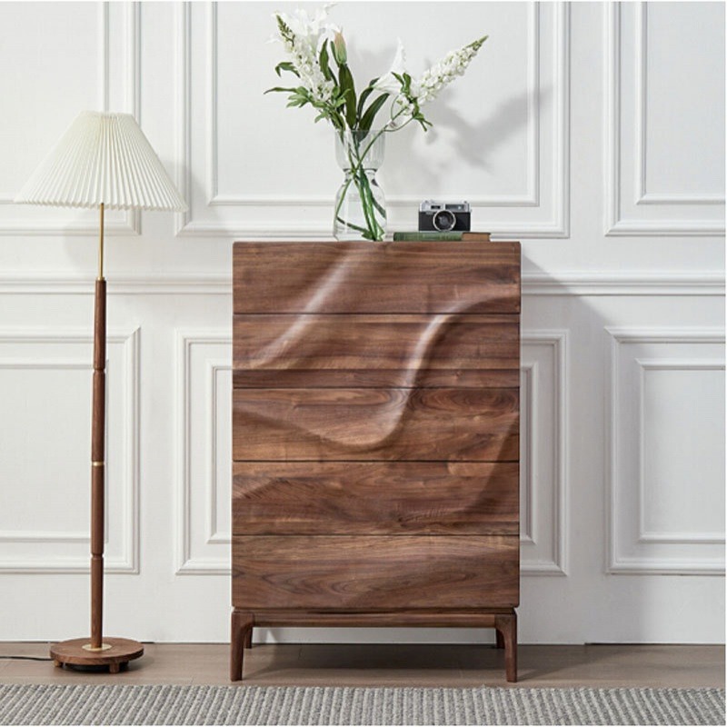 北美黑胡桃木斗柜意式五斗柜原木