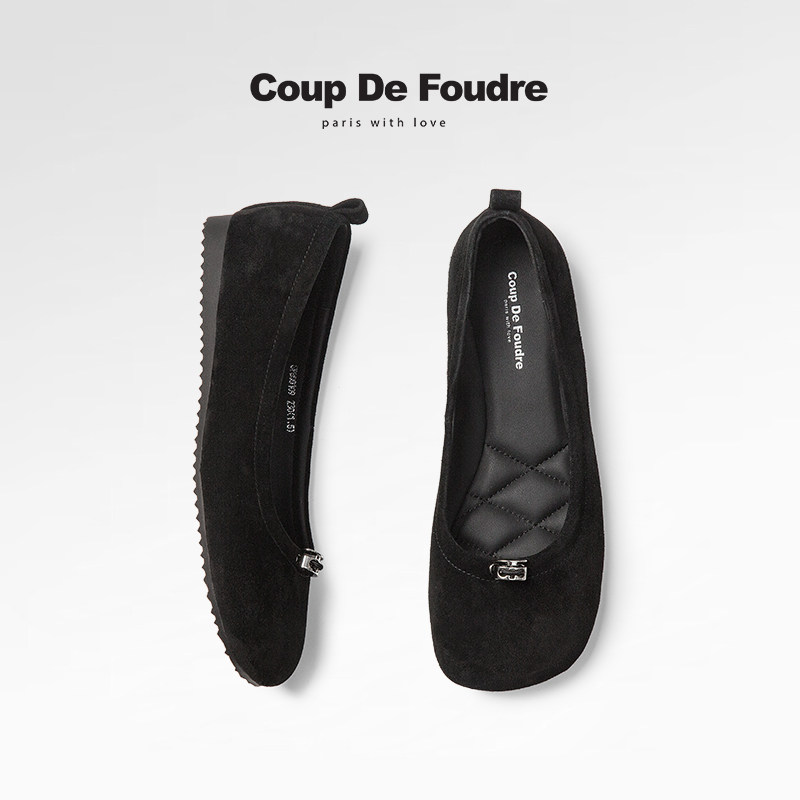 CDF女鞋2025春季新款舒适平底绒面通勤鞋百搭真皮简约浅口女单鞋,女鞋,浅口单鞋,淘宝优惠券,粉丝福利购,淘宝优惠卷