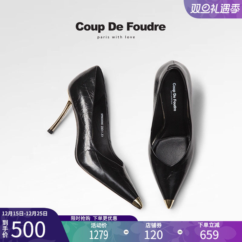 CDF女鞋2025春季新款时尚气质时装鞋百搭真皮浅口高跟尖头通勤鞋