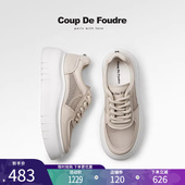 轻奢时尚 秋季 增高厚底松糕板鞋 CDF女鞋 网面透气圆头休闲鞋 显高