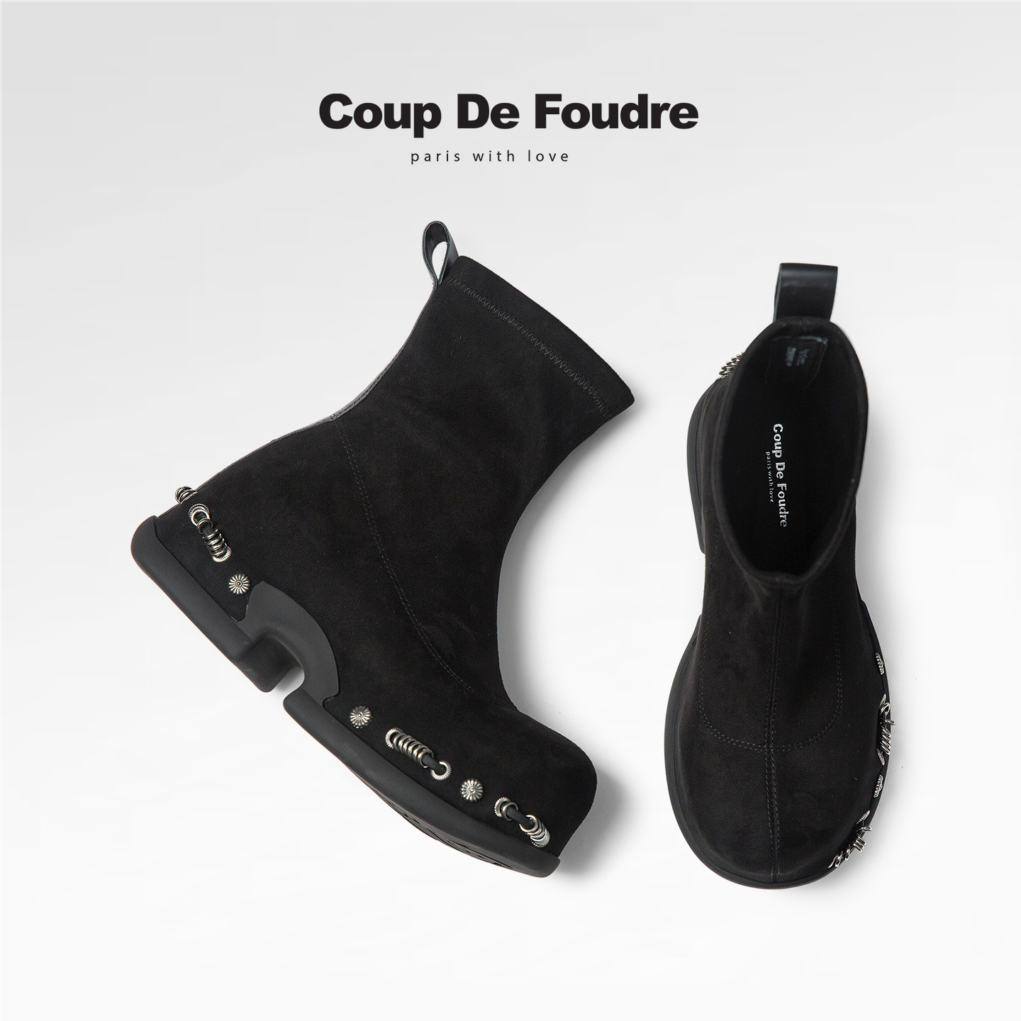 CDF女鞋2025秋冬秋冬新款复古潮酷弹力靴内增高简约百搭款瘦瘦靴