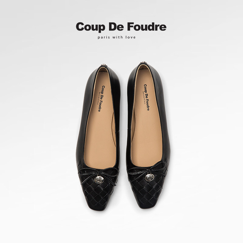 CDF女鞋轻奢秋季法式百搭真皮软皮软底舒适平底鞋蝴蝶结浅口单鞋,女鞋,浅口单鞋,淘宝优惠券,粉丝福利购,淘宝优惠卷