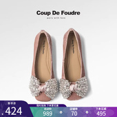 轻奢秋季 一脚蹬平底鞋 法式 CDF女鞋 气质水钻蝴蝶结法式 高跟鞋 单鞋