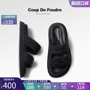 百搭沙滩拖鞋 CDF女鞋 时尚 2025夏季 满钻露趾舒适厚底外穿女拖 新款