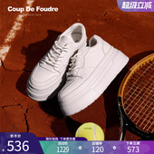 2025年秋季 时尚 百搭真皮厚底增高小白鞋 CDF女鞋 女松糕休闲板鞋 女