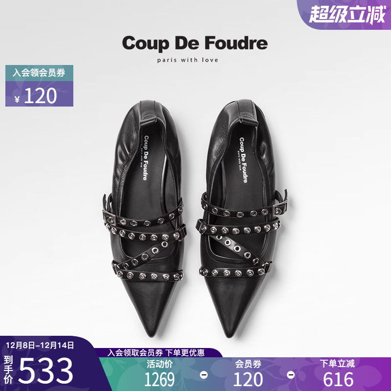 CDF女鞋2025春季新款时尚潮流玛丽珍鞋百搭真皮浅口尖头轻便单鞋