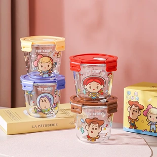 迪士尼玩具总动员高硼硅圆形保鲜碗带盖家用便当盒餐盒上班族饭盒