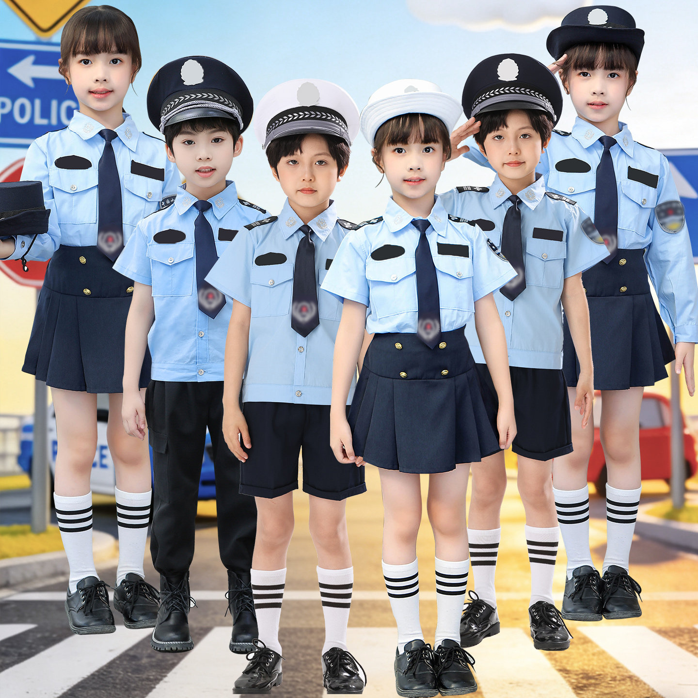 儿童警服警官服玩具套装交通制服装备男女童警察服扮演交警演出服