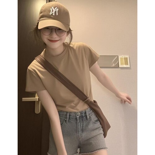 夏季欧货美拉德穿搭短袖t恤女2026新款正肩修身显瘦时尚上衣0524z