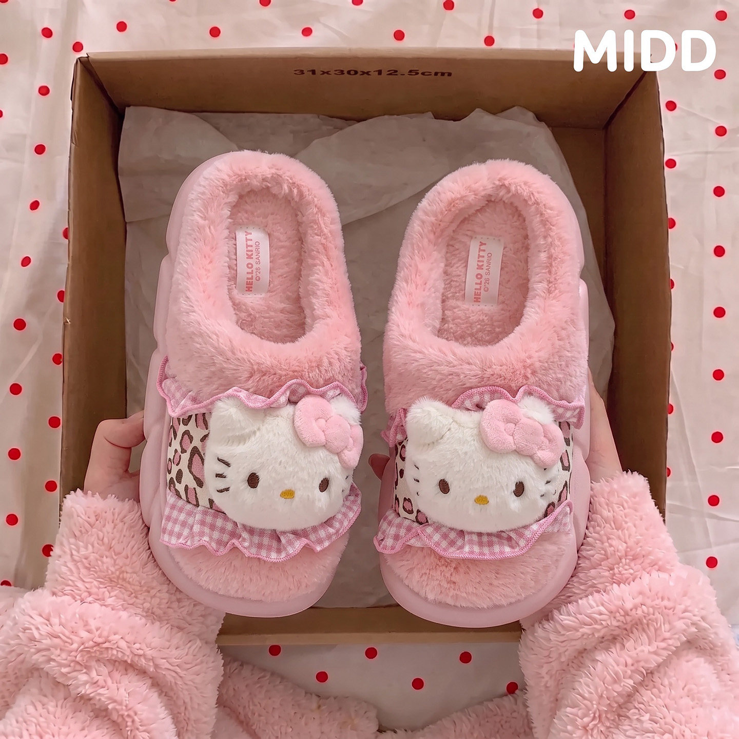 HelloKitty棉拖鞋女款秋冬季室内家居防滑毛绒保暖拖鞋三丽鸥联名