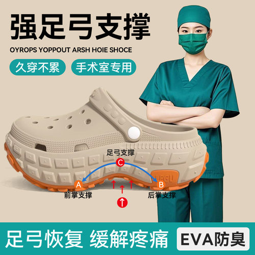 手术室洞洞鞋女款夏季外穿2026新款足弓支撑不累脚医护专用凉拖女