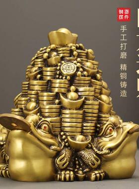 聚宝盆摆件黄铜家居存钱罐四方进财蟾蜍工艺品摆设店铺开业装饰品