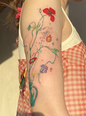 花束卡西法纹身贴手臂腿