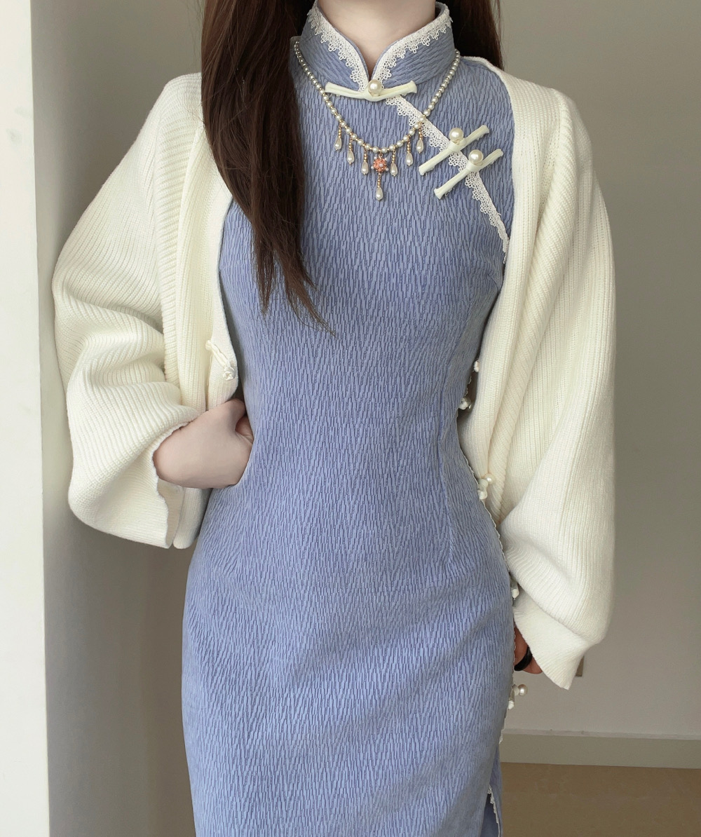 她来了白色文艺显瘦针织民国开衫