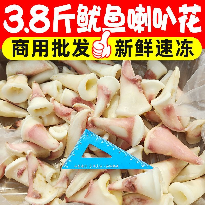 3.8斤鱿鱼喇叭海产铁板烧鱿鱼冷冻半成品鱿鱼花食材海鲜商用批发