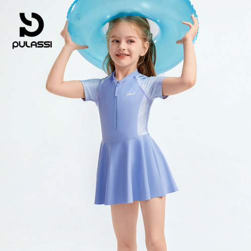 pulassi新款连体裙式女童泳衣