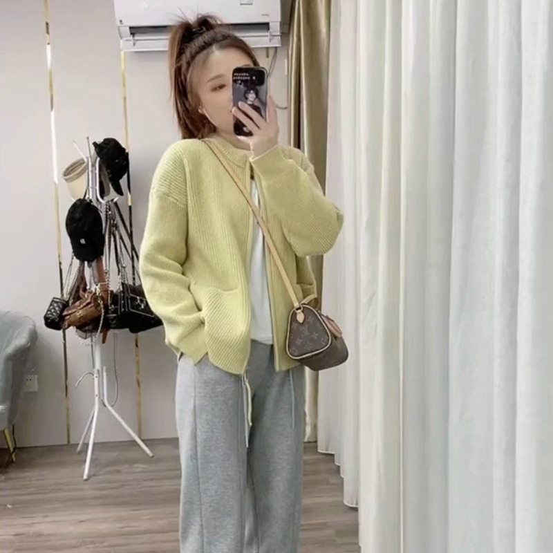 针织开衫女2024春秋季新款韩版圆领显瘦双拉链短款小个子毛衣外套,孕妇装/孕产妇用品/营养,针织衫,淘宝优惠券,粉丝福利购,淘宝优惠卷