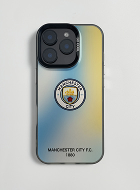 曼城渐变队徽适用于苹果17air手机壳iphone16e磁吸15promax新款14防摔13足球xsmax硅胶12PLUS小众11保护套