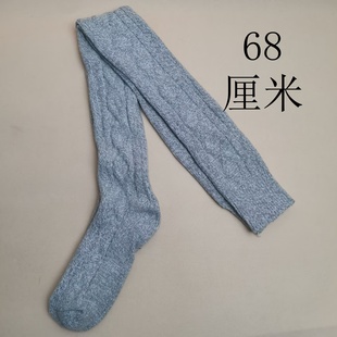 出口单简约纯色过膝长筒袜女秋冬季保暖高筒袜浅灰色长袜柔软日单