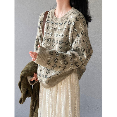 复古提花毛衣女款2025新款冬季