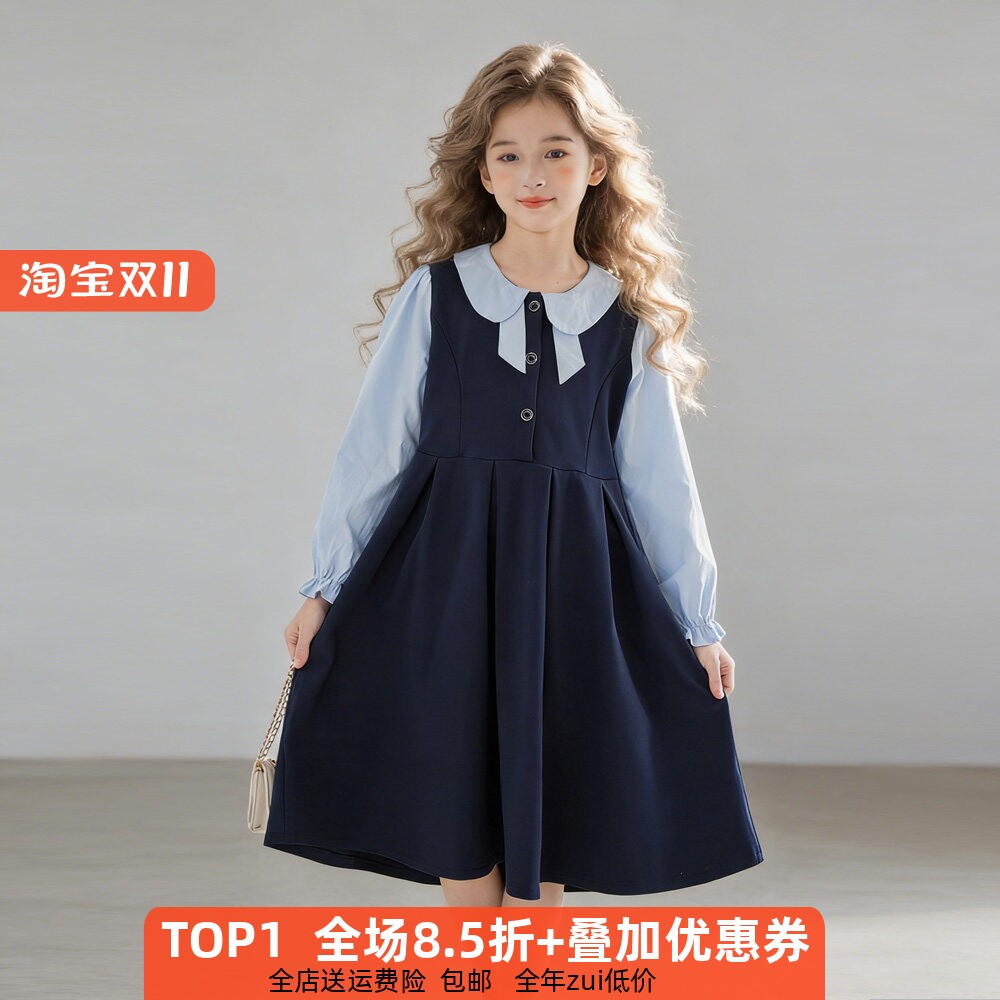长袖纯棉学院洋气公主裙小女孩