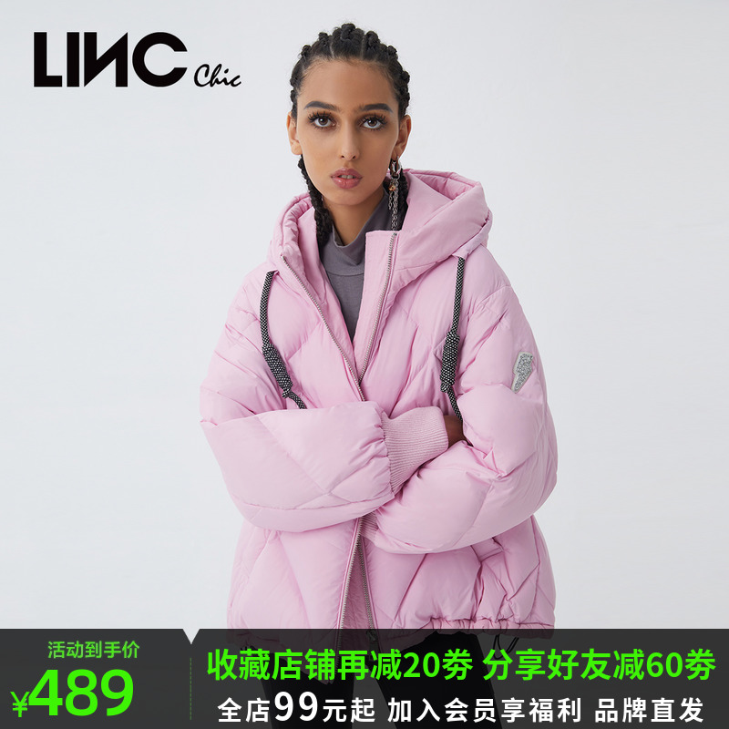 LINC金羽杰羽绒服女2021年冬新款短款面包服白鸭绒外套Y21801180