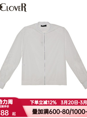 LACLOVER兰卡文春秋季蕾丝轻时装拉链长袖上衣夹克可外穿LC81UE4