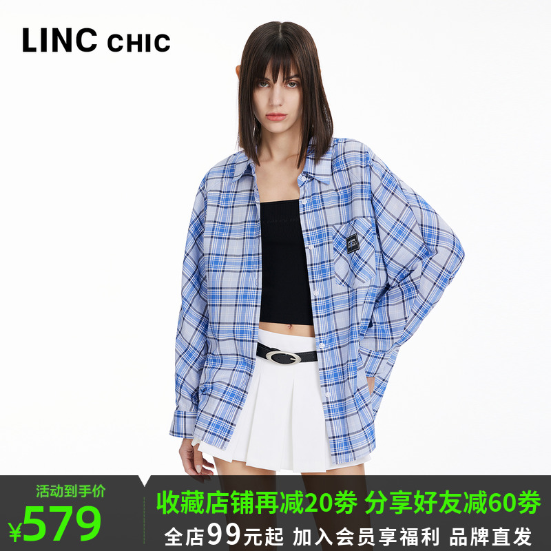 LINC金羽杰2024年夏季新品轻透宽松落肩造型防晒衬衫女S242SH435Y-封面