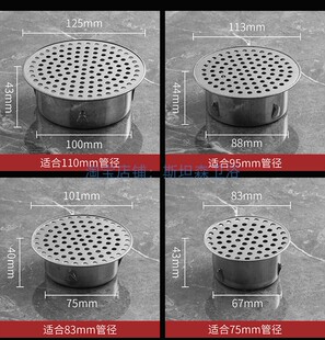 不锈钢圆形细孔地漏盖子阳台防头发排水口过滤网罩内插鱼池透气帽