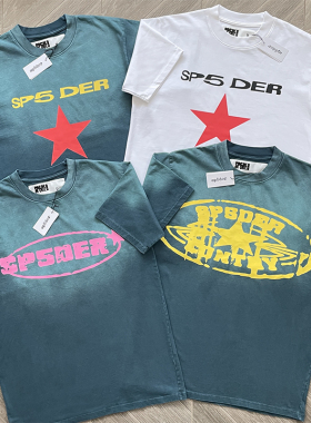 Sp5der worldwide 555555 美式潮牌个性星星印花休闲短袖T恤