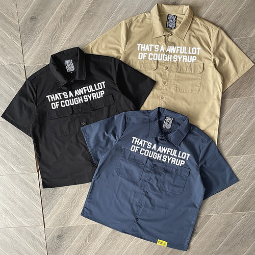 That's A Awful Lot of Cough Syrup字母印花休闲衬衫