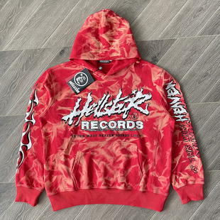 Hoodie Hellstar Red Records 红色漂染男女休闲连帽卫衣 Sudios
