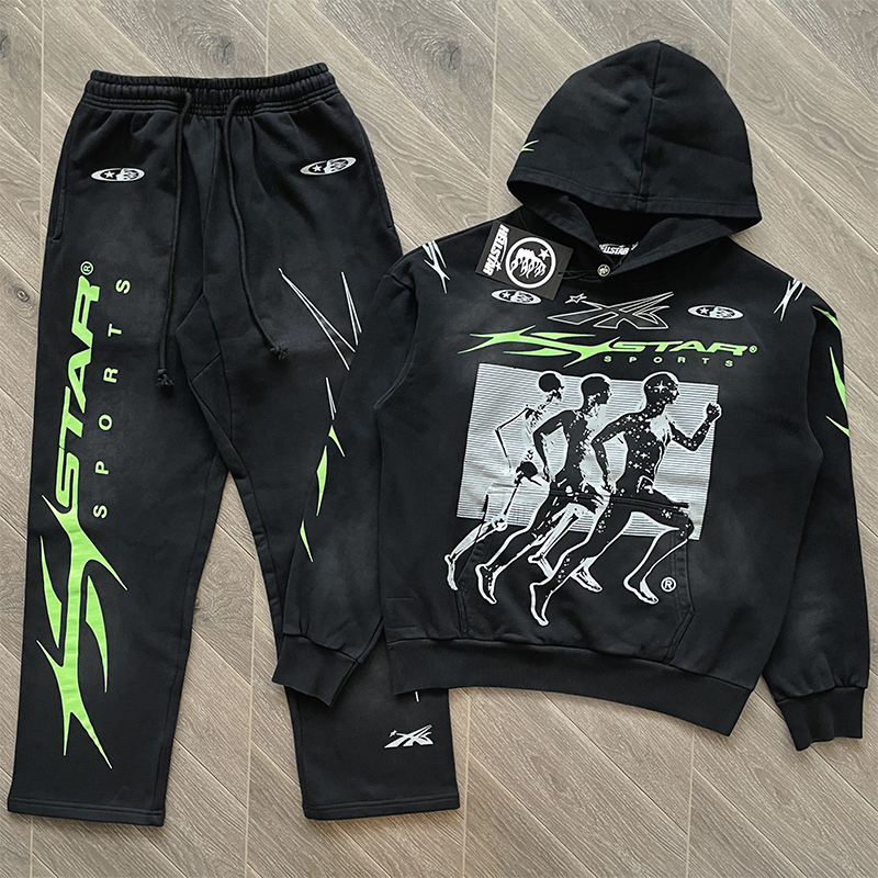 Hellstar Studios Sports Gel Pants 高街风休闲运动长裤卫衣套装