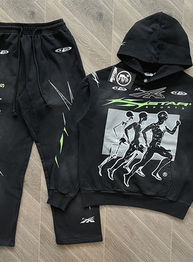 Hellstar Studios Sports Gel Pants 高街风休闲运动长裤卫衣套装
