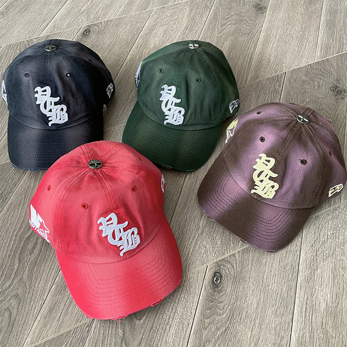 Vertabrae fitted hat 绣花logo洗水做旧休闲运动棒球帽子