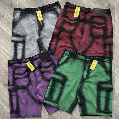 That's A Awful Lot of Cough Syrup渐变多口袋毛边设计工装短裤