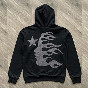 Hellstar Studios vintage washed hoodie 刺绣水钻男女纯棉卫衣