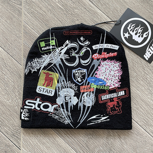 Hellstar Studios Sample Beanie Hat涂鸦印花休闲高街毛线冷帽子