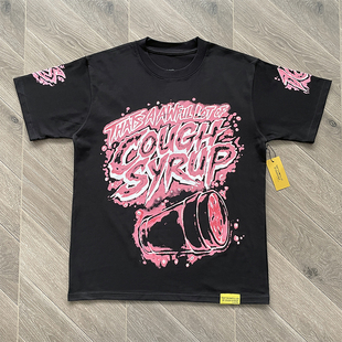 That's A Awful Lot of Cough Syrup个性粉字涂鸦印花休闲短袖T恤