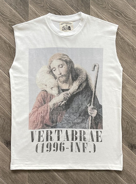 Vertabrae shepherd tank 人像油画印花男女纯棉休闲运动半袖背心