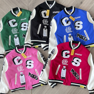 Awful Lot That Syrup Cough 重工全刺绣棒球毛呢夹克外套